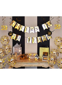 Sterling James Co. 20Th Birthday And Anniversary Decorations Party Pack Cheers To 20 Years Banner Balloons Swirls And Confetti Party Supplies  - Image 4