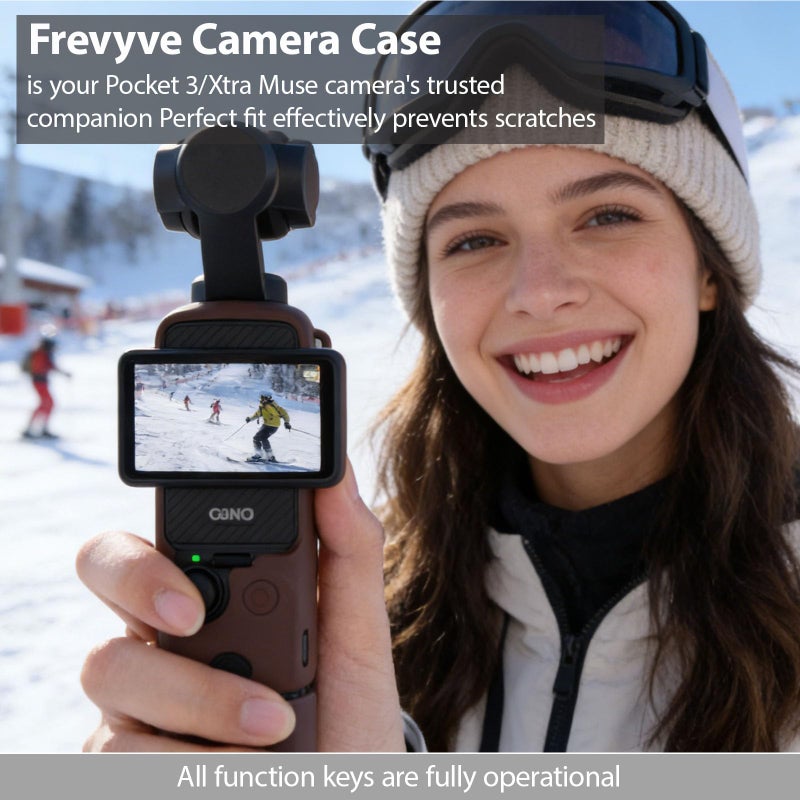 Frevyve Case for DJI Osmo Pocket 3/Xtra Muse Camera, Soft Silicone Protective Case, Anti-Scratch, Slim Fit Skin with mic Cover and Screen Protector Accessories for Osmo Pocket 3/Xtra Muse (Brown) - Image 2