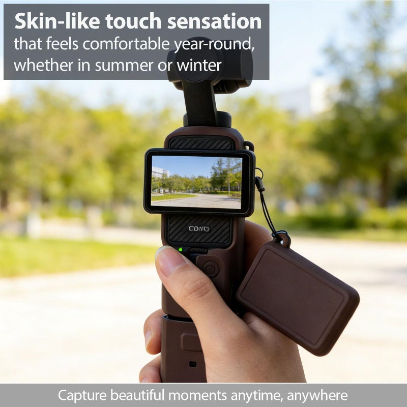 Frevyve Case for DJI Osmo Pocket 3/Xtra Muse Camera, Soft Silicone Protective Case, Anti-Scratch, Slim Fit Skin with mic Cover and Screen Protector Accessories for Osmo Pocket 3/Xtra Muse (Brown) - Image 3