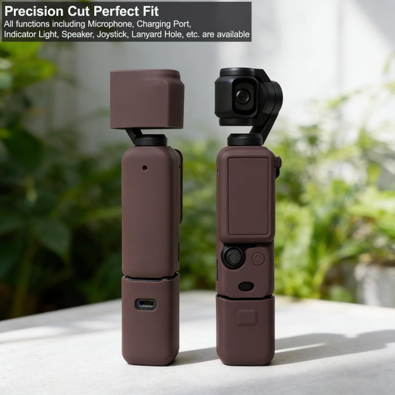 Frevyve Case for DJI Osmo Pocket 3/Xtra Muse Camera, Soft Silicone Protective Case, Anti-Scratch, Slim Fit Skin with mic Cover and Screen Protector Accessories for Osmo Pocket 3/Xtra Muse (Brown) - Image 4