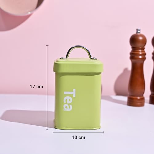 MARKET 99 Green Metal Tea & Sugar Jar Set of 2 (1L Each) | Printed Kitchen Storage Containers | Tea & Sugar Canisters | Stylish Food Storage Jars for Home Kitchen Use - Image 3