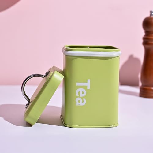 MARKET 99 Green Metal Tea & Sugar Jar Set of 2 (1L Each) | Printed Kitchen Storage Containers | Tea & Sugar Canisters | Stylish Food Storage Jars for Home Kitchen Use - Image 4