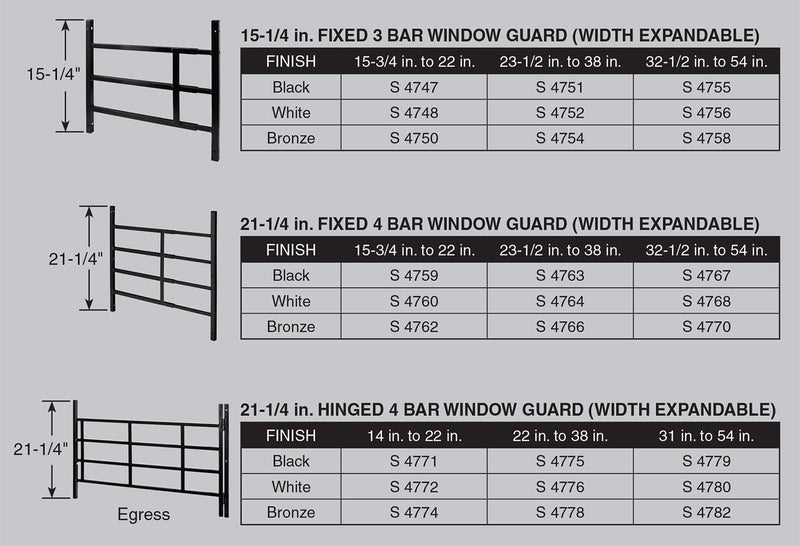 Defender Security Segal S 4752 Fixed Window Guard – Adjustable Child Safety Window Guard Prevents Accidental Falls, Tamper Resistant Screws Included, Non-Egress, White, 23-1/2 to 38 In. W x 15-1/4 In. H (Single Pack) - Image 4