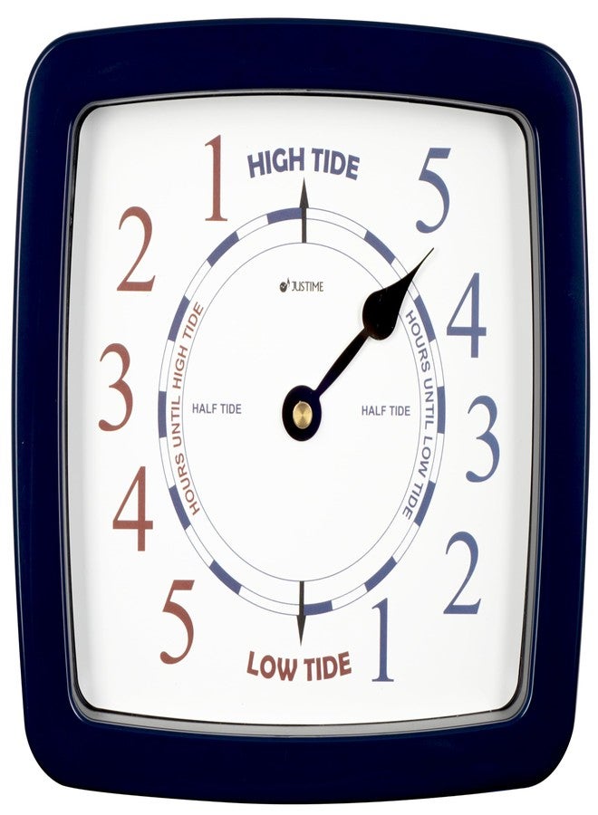 JUSTIME 8.5 Inch Atlantic Tide Clock for East Coast, High Tide Low Tide Clock with Plastic Water Resistant Case, Colorful Graphics Designed Home Wall Décor (TT419DB Basic Blue) - Image 1