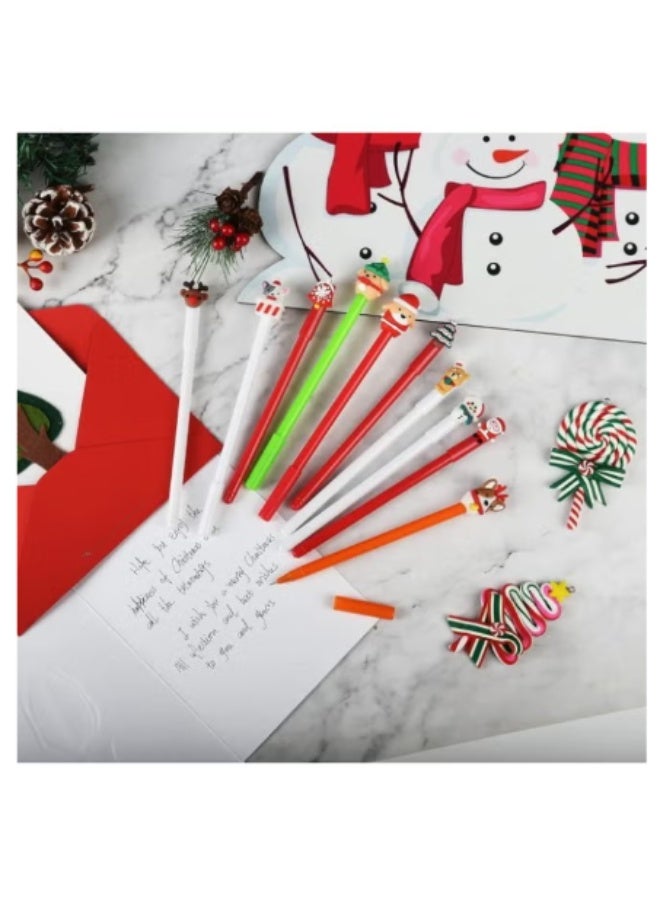 مجموعة 5 أقلام حبر جل بتصاميم كرتون الكريسماس - أقلام رولر بول لطيفة (رجل الثلج، سانتا، الرنة، الشجرة) - حبر أسود - مثالية للهدايا المدرسية - Image 4