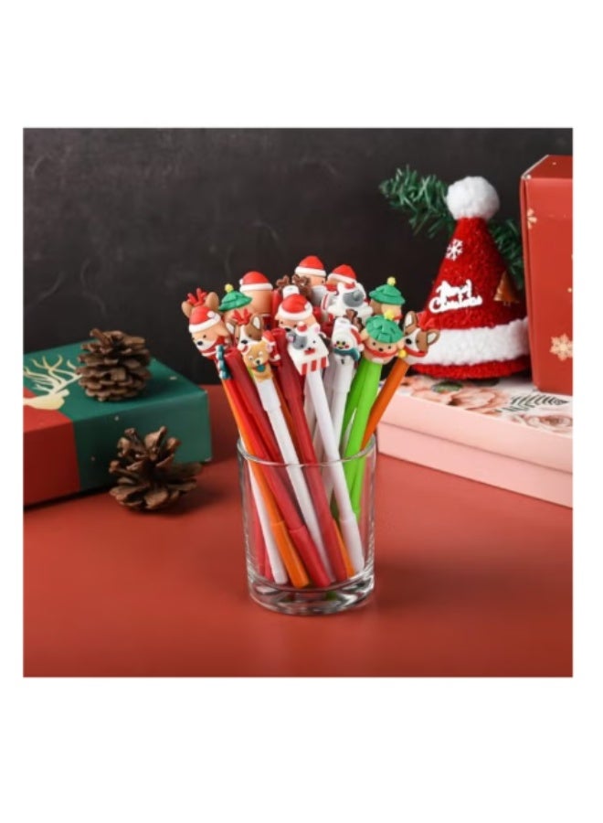 مجموعة 5 أقلام حبر جل بتصاميم كرتون الكريسماس - أقلام رولر بول لطيفة (رجل الثلج، سانتا، الرنة، الشجرة) - حبر أسود - مثالية للهدايا المدرسية - Image 2