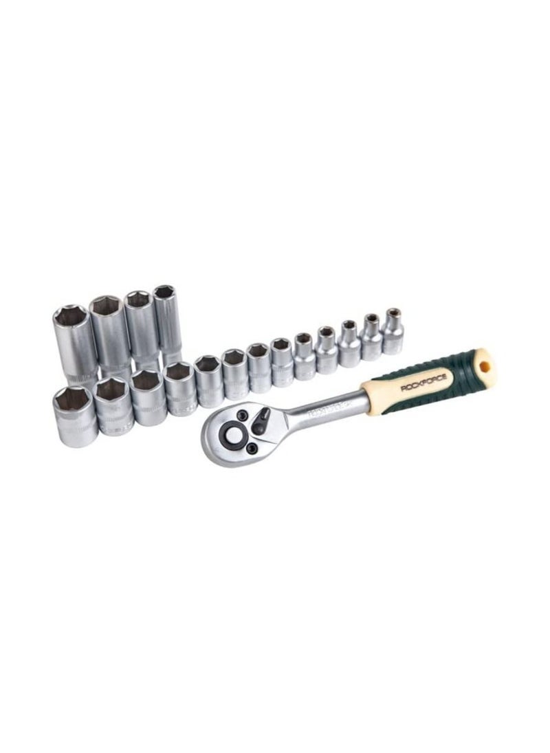 ROCKFORCE - ROCKFORCE Tool Set Mechanics 62 pcs Socket Ratchet Repair Multifunction Kit 1/4'' (6gr) - Image 1