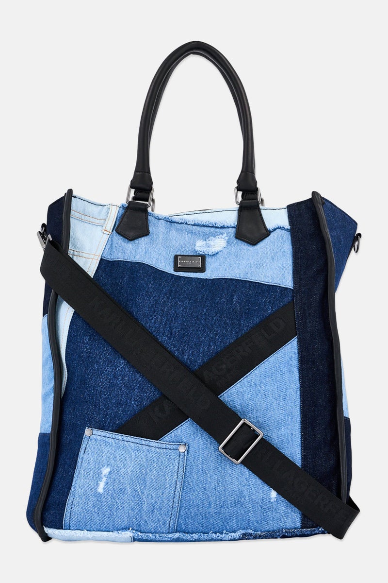 Karl Lagerfeld حقيبة توت ديميم للرجال بشعار العلامة التجارية، متعددة الألوان - Image 1