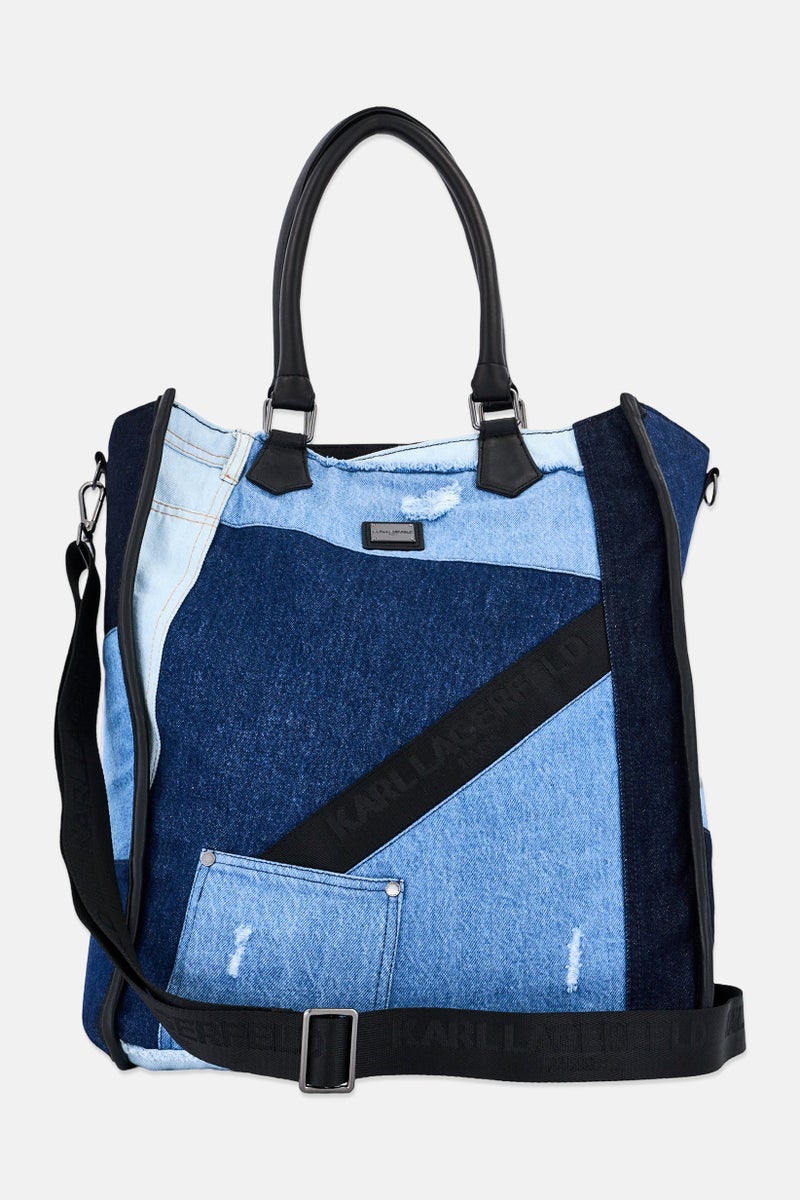 Karl Lagerfeld حقيبة توت ديميم للرجال بشعار العلامة التجارية، متعددة الألوان - Image 3