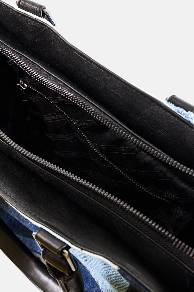 Karl Lagerfeld حقيبة توت ديميم للرجال بشعار العلامة التجارية، متعددة الألوان - Image 4