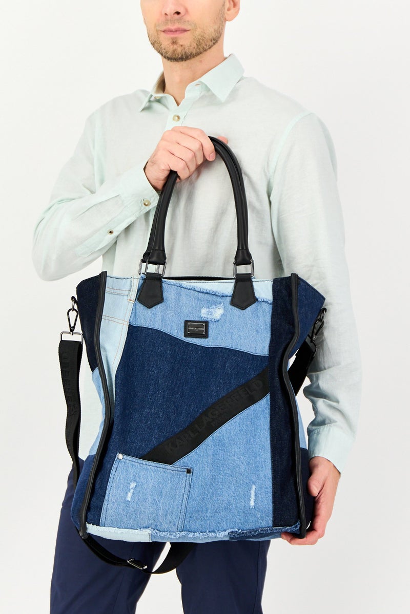 Karl Lagerfeld حقيبة توت ديميم للرجال بشعار العلامة التجارية، متعددة الألوان - Image 2