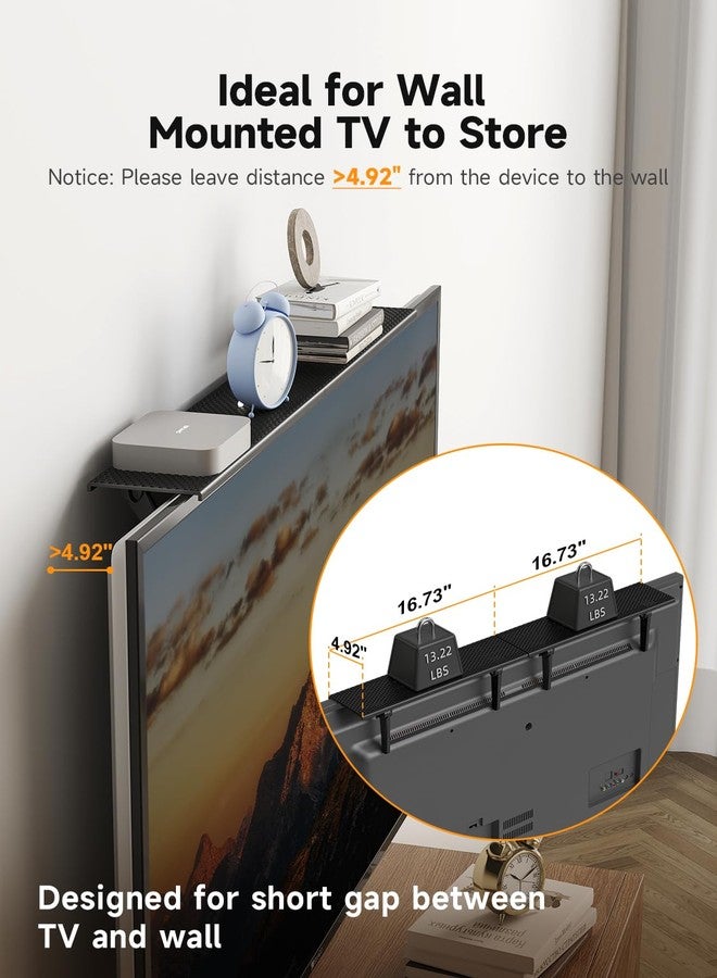 Bracwiser No Drill TV Top Shelf 16.7 inch Wide Monitor Top Mounting Bracket Platform Holds Speaker, AV Receiver, Media Box, Game Console and More, 2 Packs (CS106XM-2) - Image 2