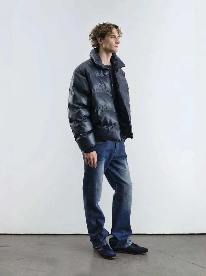 جيستو GIESTO Thick Bomber Jacket with Zipper Closure