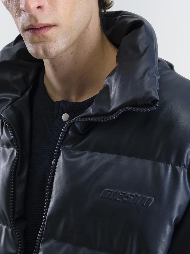 Giesto Navy Blue GIESTO Thick Bomber Jacket with Zipper Closure for Men | Best Price UAE