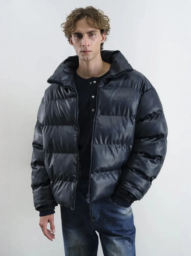 Giesto Navy Blue GIESTO Thick Bomber Jacket with Zipper Closure for Men | Best Price UAE