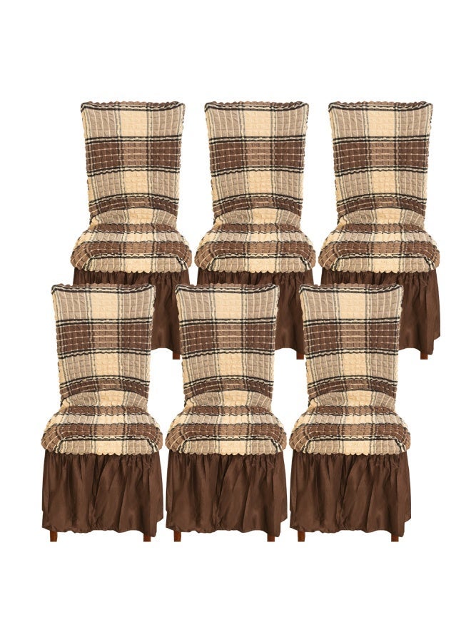 6 PCS High Stretch Skirt Chair Cover for Dining Removable Dining Room Chair Covers with Skirt Spandex Chair Slipcovers Protector - Image 1