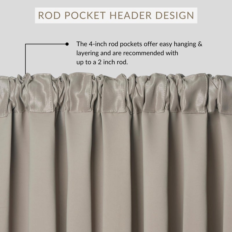 Elrene All Seasons Room-Darkening Waterfall Window Valance, Accessory for Bedroom or Living Room Windows with Rod Pocket Tabs, 52" x 36", Silver, 1 Valance - Image 2