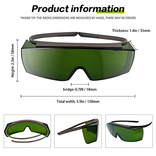 UpaClaire Welding Safety Glasses Wraparound Integrated Safety Goggles Shade 5 Glasses for Plasma Cutting - Image 2