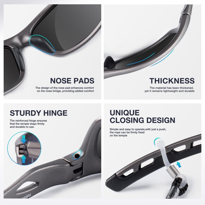 RIVBOS Sports Mens Sunglasses Polarized UV Protection TR90 Unbreakable Frame Driving Fishing Cycling RB833-grey Polarized Lens - Image 4