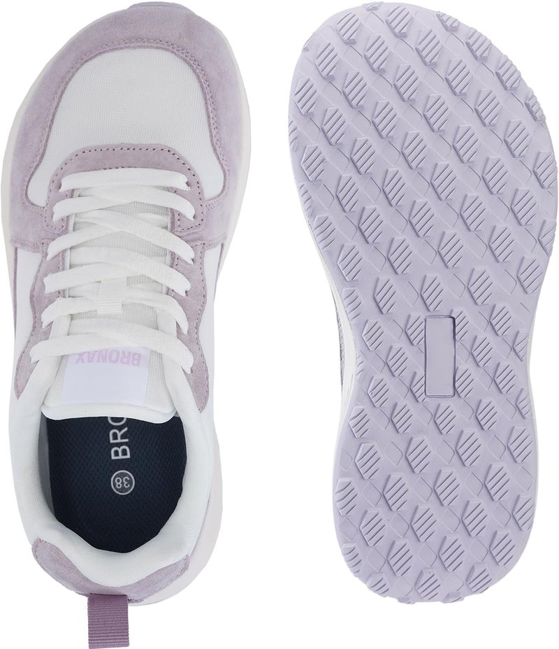 BRONAX Womens Wide Width Tennis Shoes Wide Toe Box Road Running Sneakers Female Size 8w Slip Resistant Fitness Gym Walking Trendy Lightweight Suede Mesh Purple 39 - Image 2