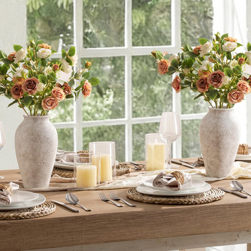 Vanselia Ceramic Flower Vase Home Decor - Large Tall Farmhouse Table Vases Rustic Vintage Living Room Kitchen Bedroom Decorations for House Book Shelf Office Coffee Desk Dining Fireplace (11" Retro) - Image 4