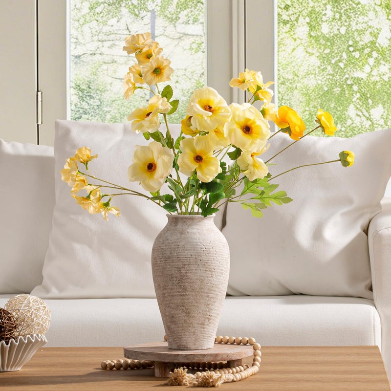 Vanselia Ceramic Flower Vase Home Decor - Large Tall Farmhouse Table Vases Rustic Vintage Living Room Kitchen Bedroom Decorations for House Book Shelf Office Coffee Desk Dining Fireplace (11" Retro) - Image 2