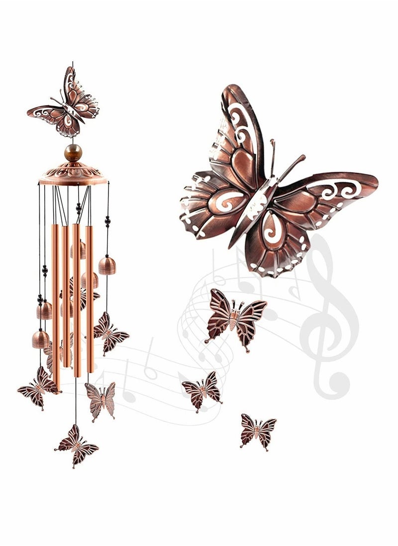 erfly Wind Chimes, Wind Chimes for Outside with 4 Aluminum Tubes and 6 Bells