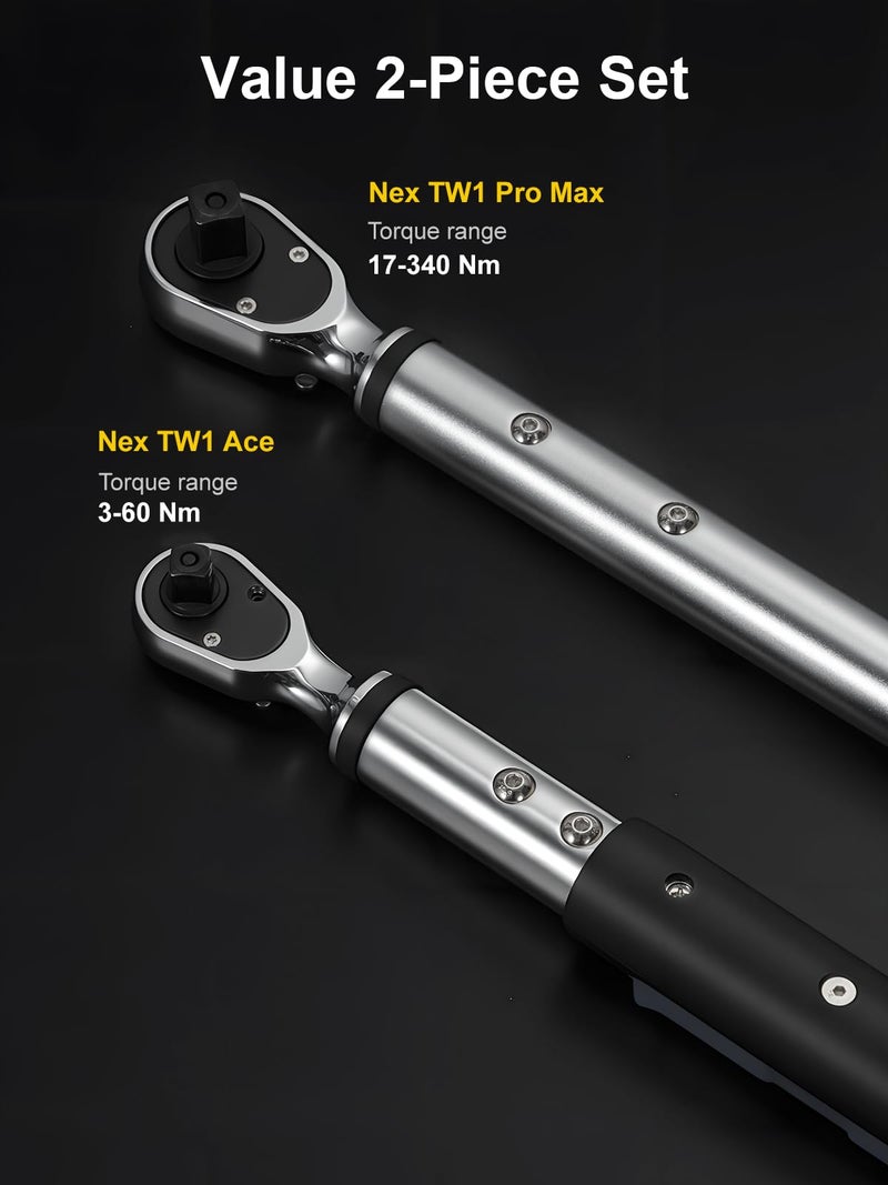 GROWNEER Digital Torque Wrench Set, 3/8" 2.2-44.3 Ft-lbs/3-60 Nm & 1/2'' 12.5-250.7 Ft-lbs/17-340 nm, Torque Wrench Digital Combo with Buzzer & LED Indicator, Bits & Sockets for Motor Car Repair - Image 3