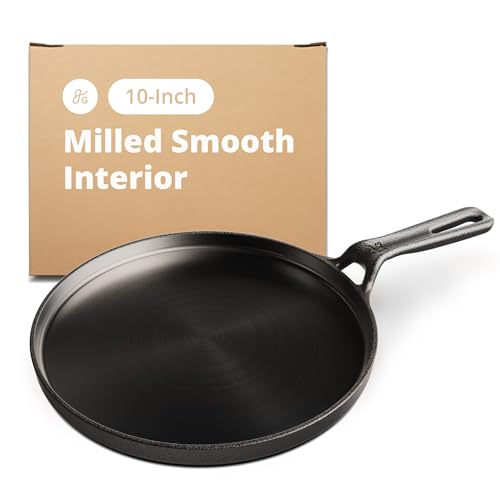 Greater Goods Cast Iron Griddle with Organically PreSeasoned Surface 10inch Stove Top Griddle Pan