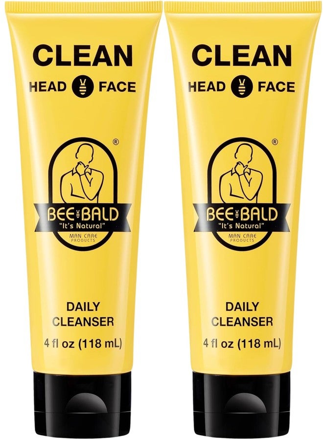 Bee Bald CLEAN - Daily Cleanser for Face and Head - Premium Facial Cleanser for Men and Women, Refreshes and Thoroughly Cleans - 4 fl Oz (Pack of 2) - Image 1