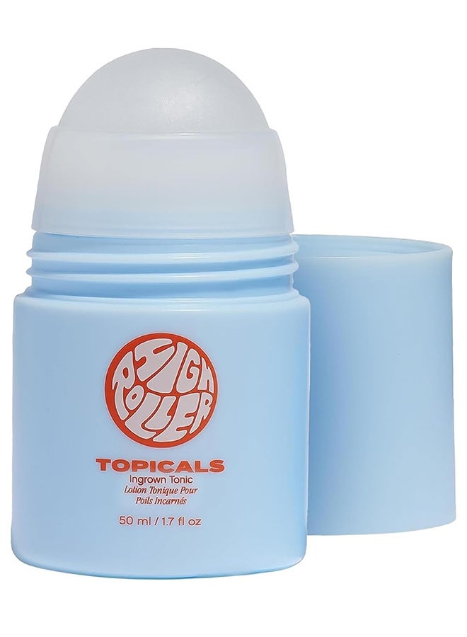 TOPICALS Ingrown Tonic Lolion Tonique Pour Poils Incarnes 50ml, High Roller Ingrown Hair Tonic, Daily Treatment For Razor Bumps, Irritation And Ingrown Hairs, Contains Salicylic And AHAs And BHAs, Suitable For Face And Body - Image 1