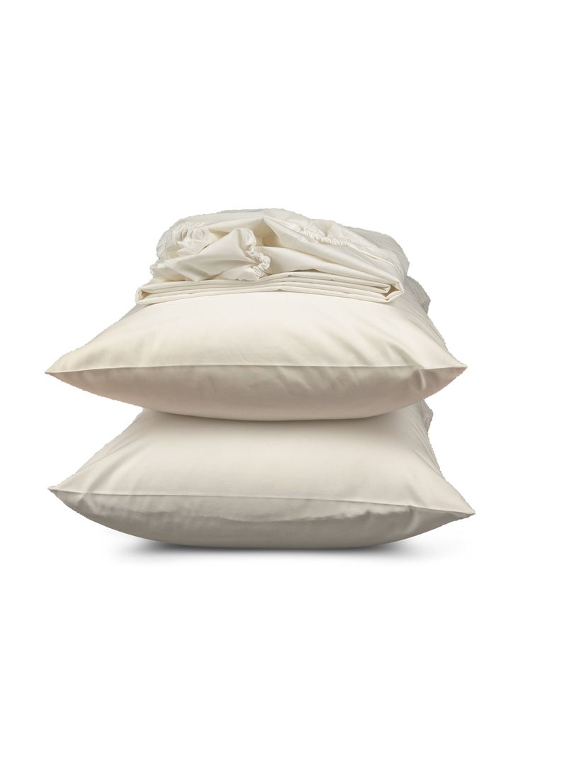 Home of linens طقم شرشف مثبت باللون الأبيض الفاتح 160x200  - Image 1