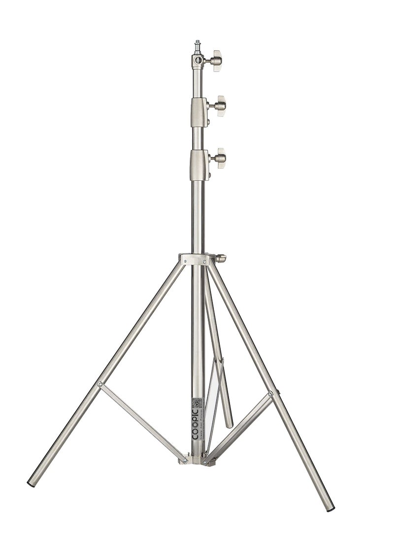 Coopic COOPIC L-280M Stainless Steel Light Stand 110inch/280cm Heavy Duty with 1/4-inch to 3/8-inch Universal Adapter for Studio Softbox, Monolight and Other Photographic Equipment (1 PACK)  - Image 1