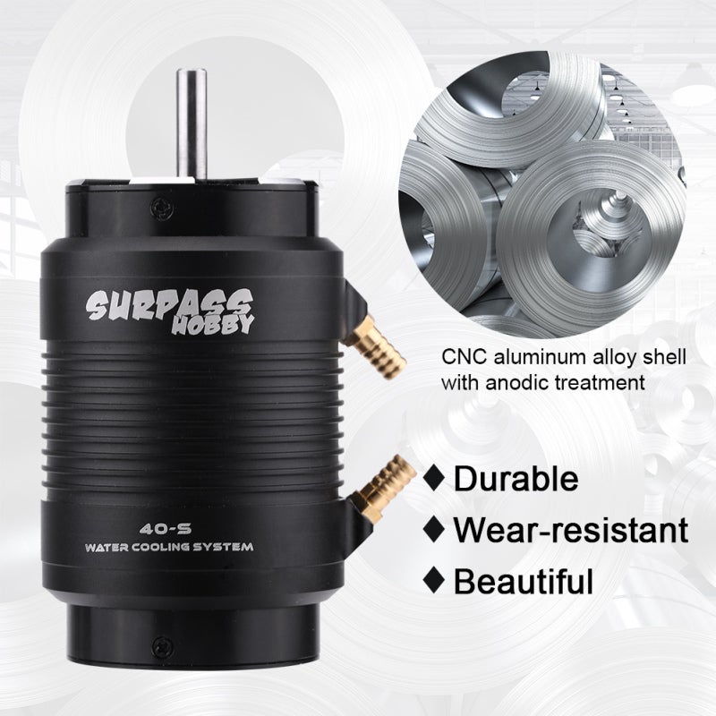SURPASS HOBBY RC Boat Motor: 4074 2000KV 4 Poles Waterproof Motor - CNC Aluminum Alloy Shell With Anodic Treatment, High-Performance Circulating Water Cooling Jacket for 1000mm RC Boats - Image 3