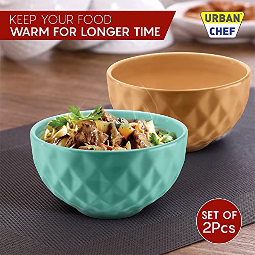 URBAN CHEF Ceramic Bowl | 500 ml | Kitchen Accessories Items for Home, Serving Bowl,Bowl Set for Gift, Microwave Safe Bowl Set, Ice Cream Bowl, Prism Ceramic Handcrafted (Set of 2 - Colour May Vary) - Image 4