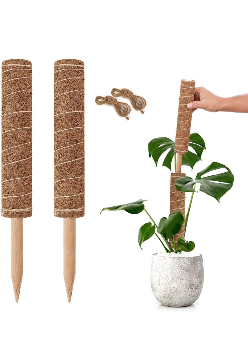 Arabest 30 Inch Moss Pole for Climbing Plants - 2 PCS 15 Inches Coir Totem Plant Support for Climbing Indoor Potted Plants with 13 Feet Garden Ties - Image 1