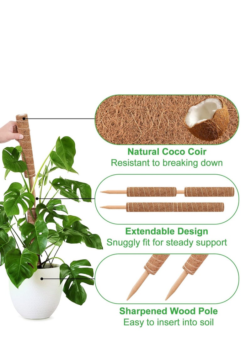 Arabest 30 Inch Moss Pole for Climbing Plants - 2 PCS 15 Inches Coir Totem Plant Support for Climbing Indoor Potted Plants with 13 Feet Garden Ties - Image 3