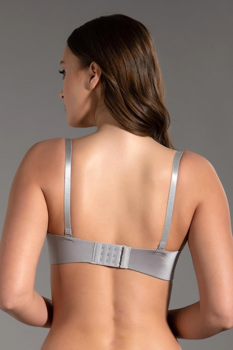 Cotonhause Women's Strapless Lotus Laser Cut Empty Cup Gray Bra 336050  - Image 3