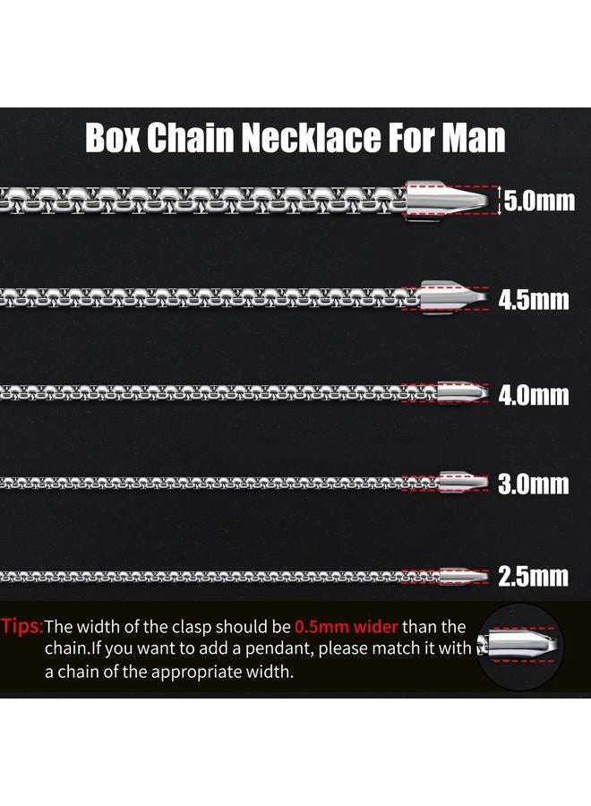 Fiusem Silver Tone Chain for Men, 2mm Mens Chain Necklaces, Stainless Steel Box Chain Necklace for Men and Women, Mens Necklace 20 Inch - Image 5