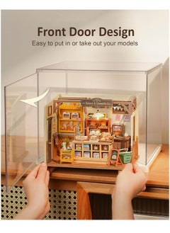 Robotime Rolife Miniature House Display Box Dust Cover DF03L  for Miniature House Building Sets, Stackable Acrylic Display Case with Door Dustproof Prevention (10.6x8.6x8.5inch)  - Image 5