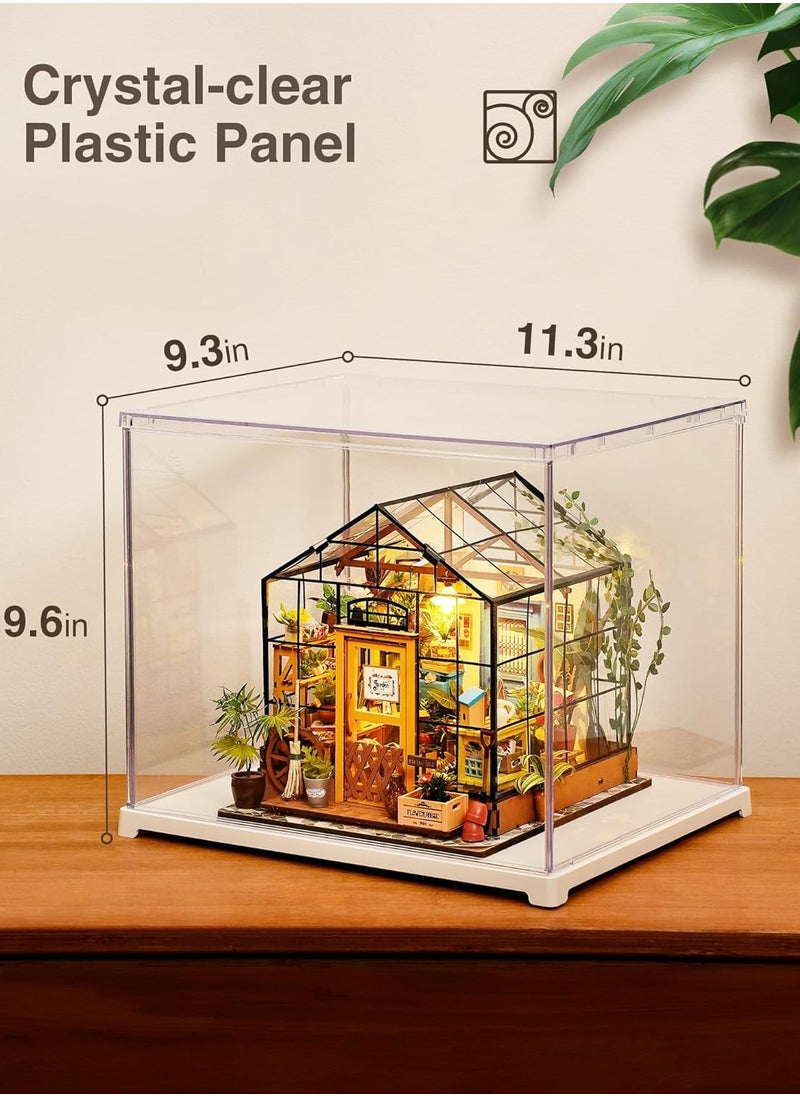 Robotime Rolife Miniature House Display Box Dust Cover DF03L  for Miniature House Building Sets, Stackable Acrylic Display Case with Door Dustproof Prevention (10.6x8.6x8.5inch)  - Image 4