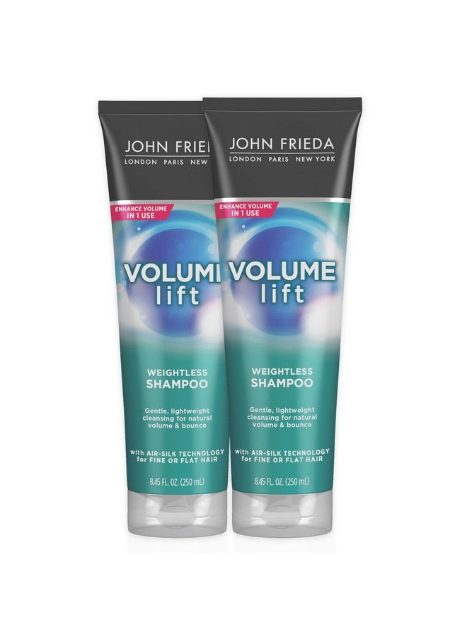 John Frieda - شامبو لزيادة كثافة الشعر للحصول على امتلاء طبيعي وآمن للشعر المصبوغ، شامبو لزيادة كثافة الشعر للشعر الناعم أو المسطح، 8.45 أونصة (عبوة من قطعتين) - Image 1