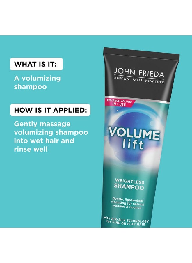 John Frieda - شامبو لزيادة كثافة الشعر للحصول على امتلاء طبيعي وآمن للشعر المصبوغ، شامبو لزيادة كثافة الشعر للشعر الناعم أو المسطح، 8.45 أونصة (عبوة من قطعتين) - Image 1