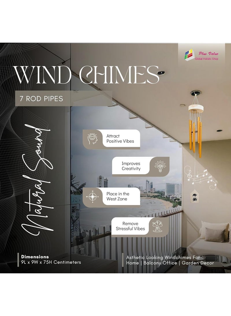 Plus Value Plus Value 7 Pipe Wind Chimes for Home Decor Positive Energy Vastu Feng Shui Items Balcony Bedroom Window Indoor and Outdoor Garden Decoration Wall Hanging Peaceful Sound  - Image 2