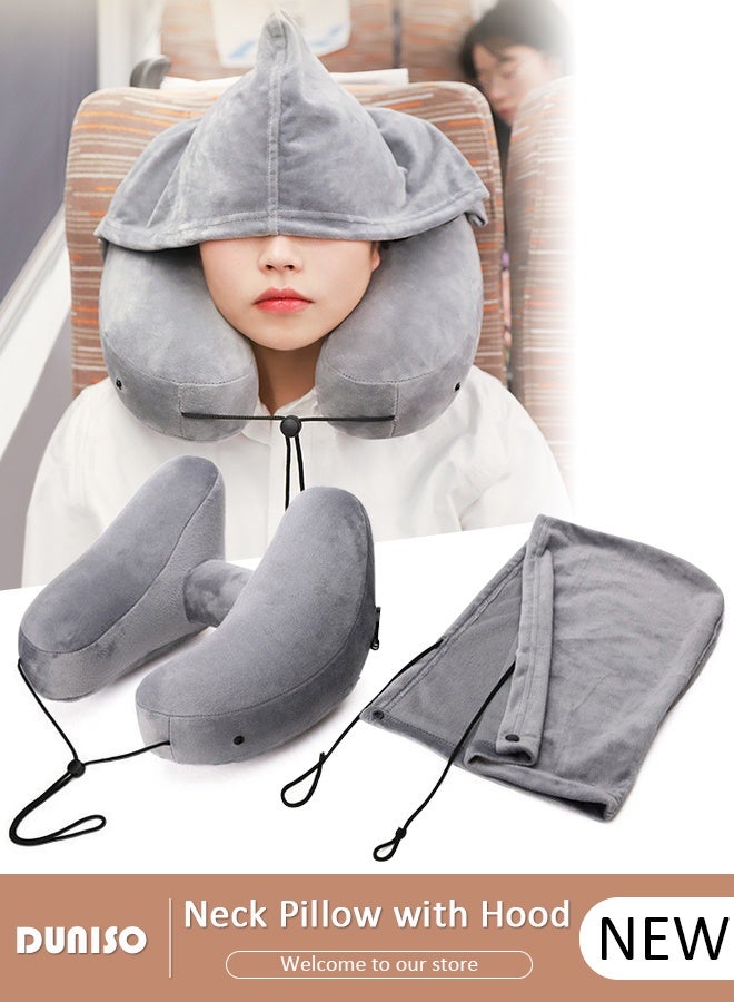 DUNISO Travel Pillow H Shaped Ainflatable Neck Pillow With Cap Outdoor car long-distance Aircraft Neck Pillow Support Airplane Pillow for Traveling, Car, Home, Office, Travel  - Image 1
