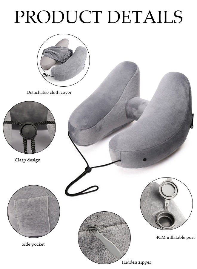 DUNISO Travel Pillow H Shaped Ainflatable Neck Pillow With Cap Outdoor car long-distance Aircraft Neck Pillow Support Airplane Pillow for Traveling, Car, Home, Office, Travel  - Image 5