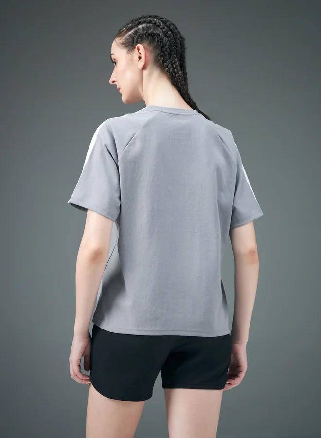 Technosport Technosport Graphic Print Crew Neck Stretch Crop T-Shirt