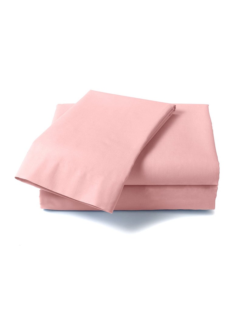 LuxHome Luxury Satin Line Bedsheet and Pillowcase Set – Hotel-Quality Breathable Cotton Bedding, Satin Finish, Soft and Luxurious – Flat Bedsheet 275x275cm with 2 Pillowcases 46x69cm, Pink - Image 1