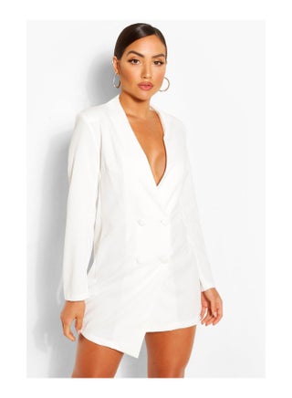 Collarless Double Breasted Blazer Dress