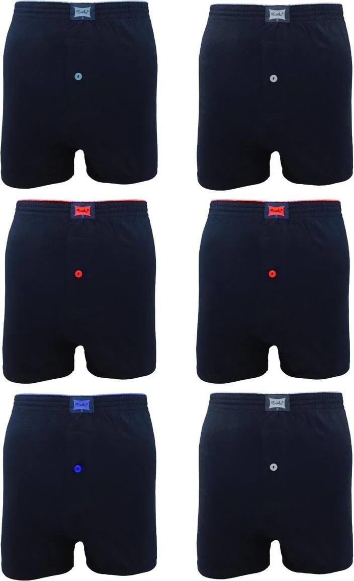 DH Moda Tutku Combed Cotton Plain Boxer 117 6-Pack | Navy Blue